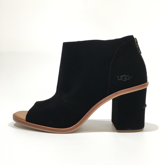 UGG Ginger Open-Toe Ankle Boots -Black Suede -Women’s US 11 -NEW - Picture 4 of 8
